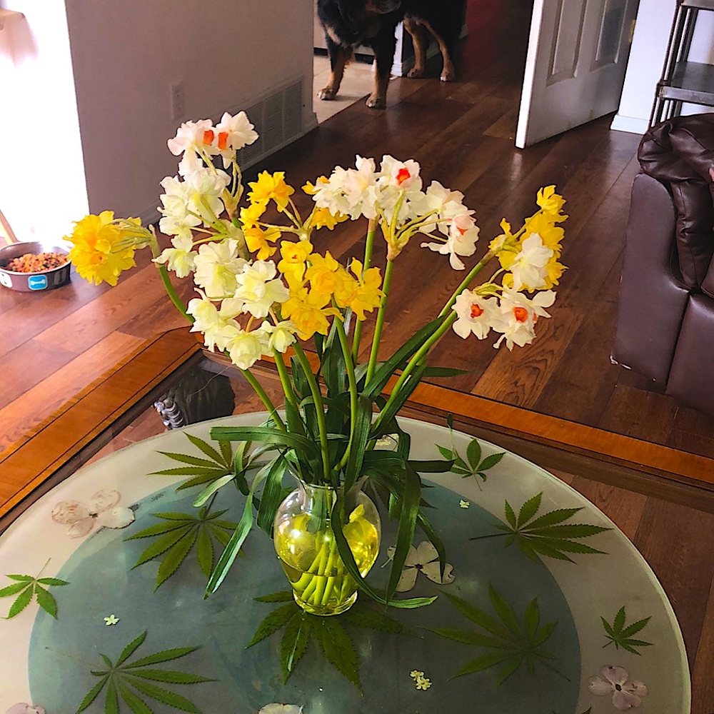 Beautiful paper flowers in a vase with resin so flowers cannot come out